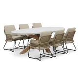 Livorno/Gianna Sahara Dust dining tuinset | 6 personen | polystone + touw | 240cm