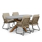 BUITEN living Livorno/Gianna Sahara Dust dining tuinset | 4 personen | polystone + touw | 200cm