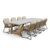 Veltis/Gianna Sahara Dust dining tuinset | 8 personen | polystone + touw | 300cm