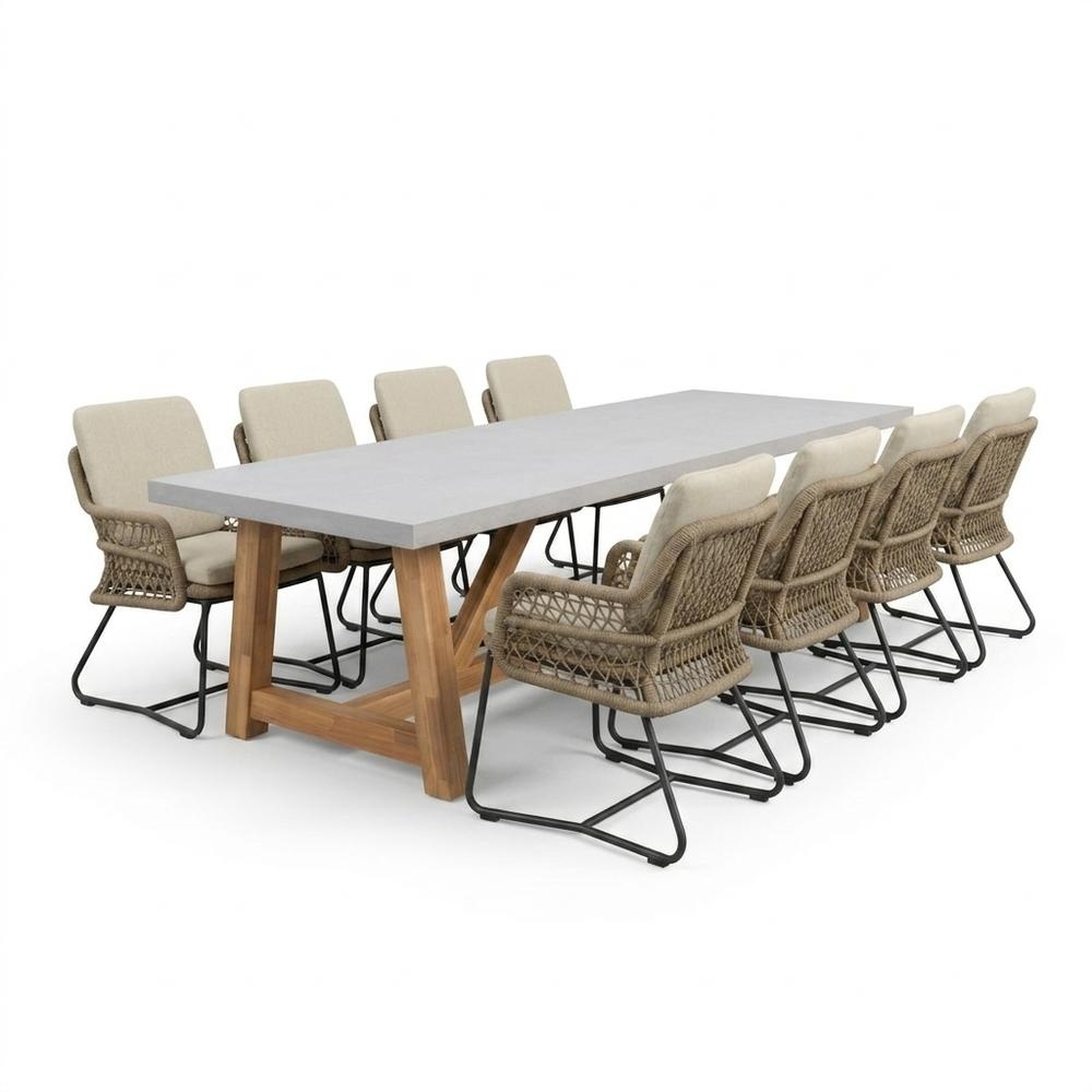Veltis/Gianna Sahara Dust dining tuinset | 8 personen | polystone + touw | 300cm