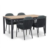 Oxford/Parma antraciet dining tuinset | 4 personen | aluminium + touw | 160cm
