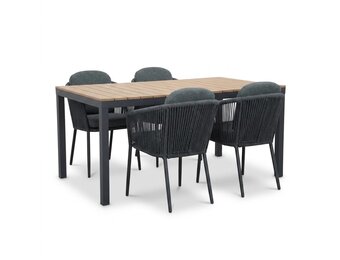 Oxford/Parma antraciet dining tuinset | 4 personen | aluminium + touw | 160cm