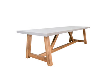 Veltis dining tuintafel 8 personen | polystone + hardhout | betonlook | 300cm