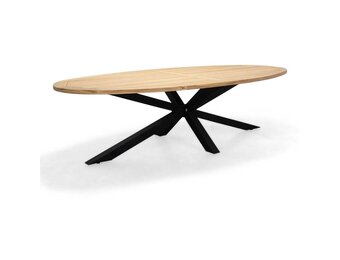 Cleve dining tuintafel 8 personen | teakhout + aluminium | Natural Teak/antraciet | 280cm ovaal