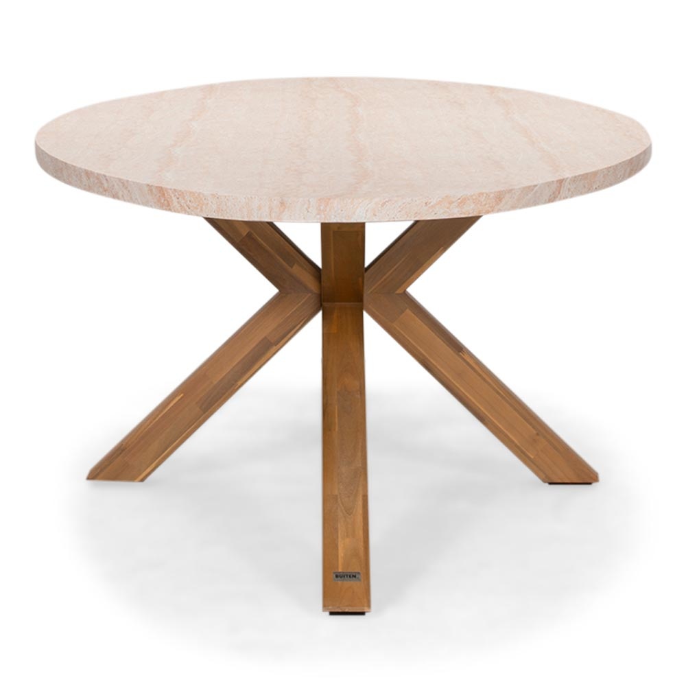 Lorento dining tuintafel 8 personen | polystone + hardhout | travertinlook | 280cm ovaal