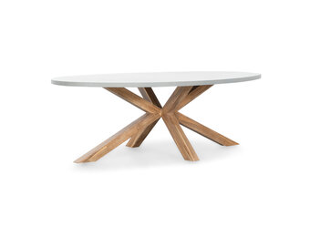 Livorno dining tuintafel 6 personen | polystone + hardhout | betonlook | 240cm