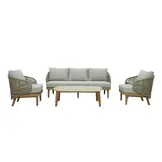 Matera stoel-bank loungeset 5 personen incl. tafel | eucalyptus + touw | zand/Light Teaklook | 4-delig