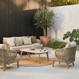 Matera stoel-bank loungeset 5 personen incl. tafel | eucalyptus + touw | zand/Light Teaklook | 4-delig