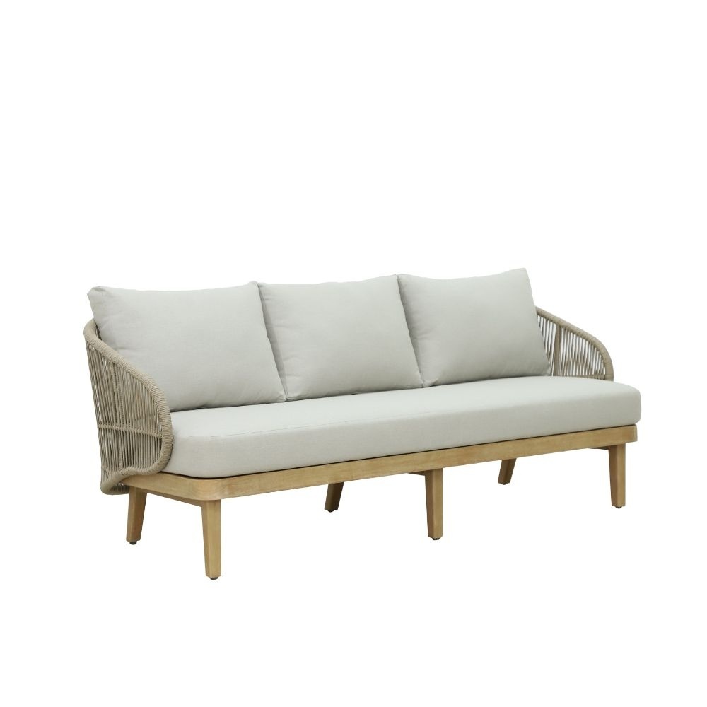 Matera stoel-bank loungeset 5 personen incl. tafel | eucalyptus + touw | zand/Light Teaklook | 4-delig