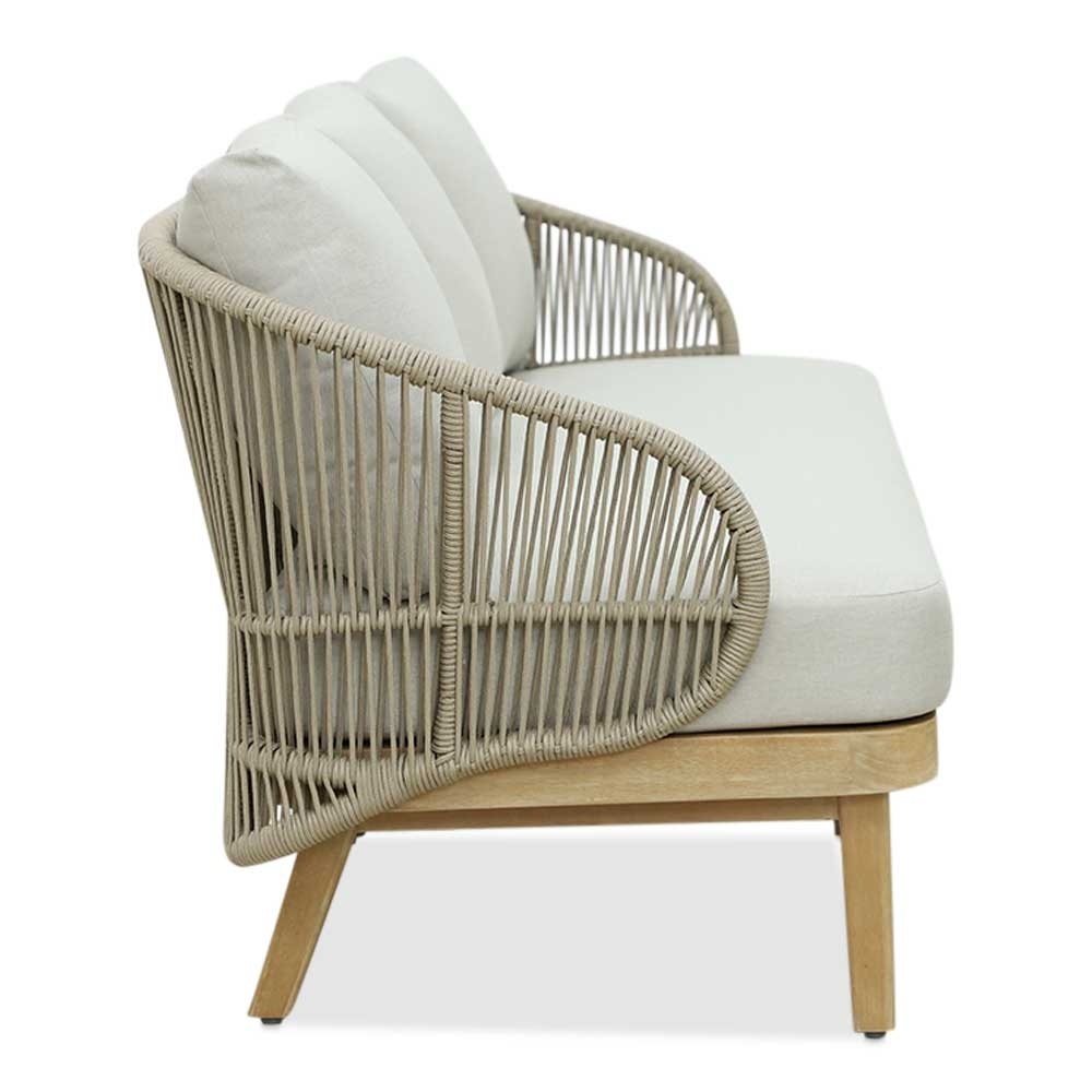 Matera stoel-bank loungeset 5 personen incl. tafel | eucalyptus + touw | zand/Light Teaklook | 4-delig