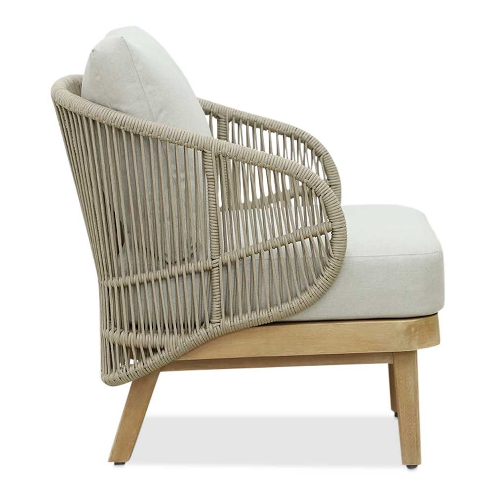 Matera stoel-bank loungeset 5 personen incl. tafel | eucalyptus + touw | zand/Light Teaklook | 4-delig