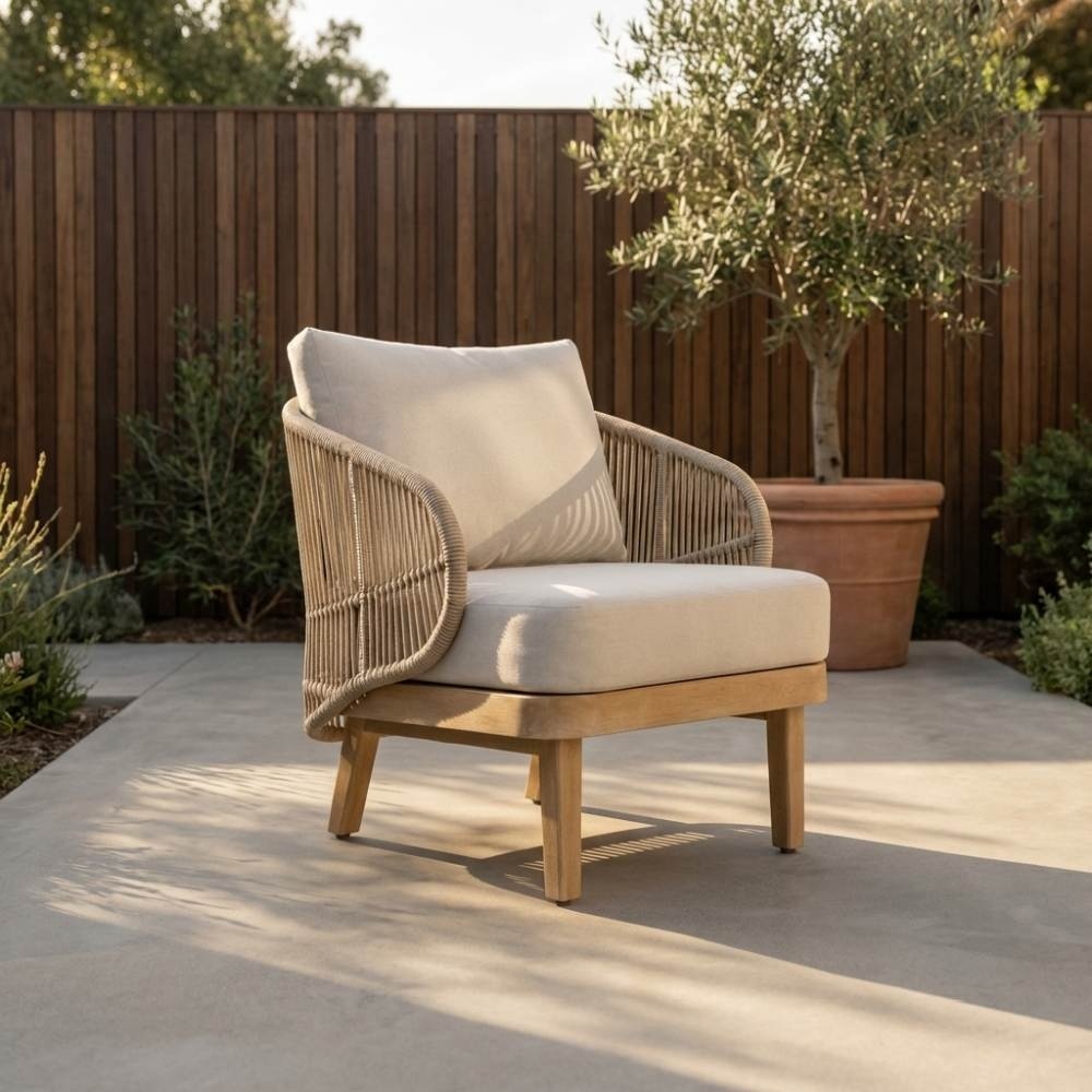 Matera stoel-bank loungeset 5 personen incl. tafel | eucalyptus + touw | zand/Light Teaklook | 4-delig