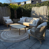 Matera stoel-bank loungeset 5 personen incl. tafel | eucalyptus + touw | zand/Light Teaklook | 4-delig