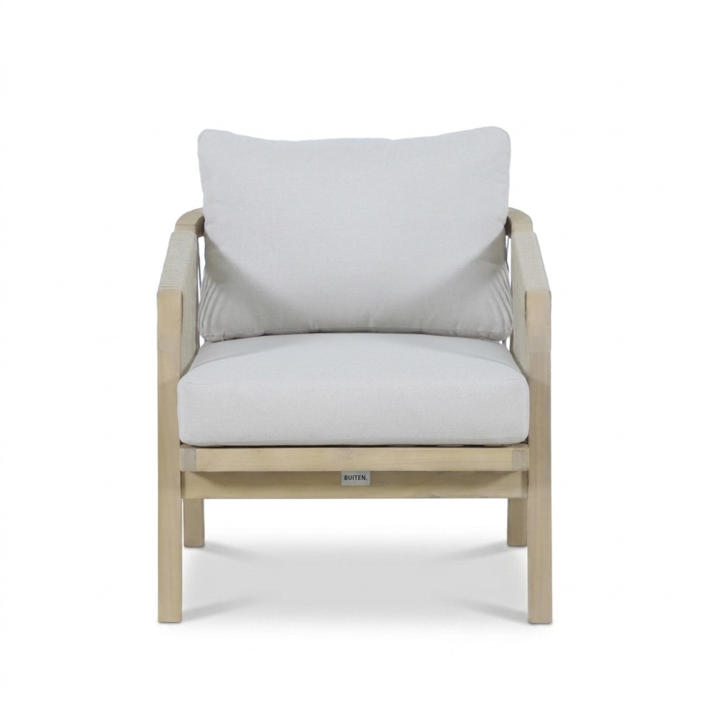 Rivello loungestoel tuin | hardhout + touw | zand