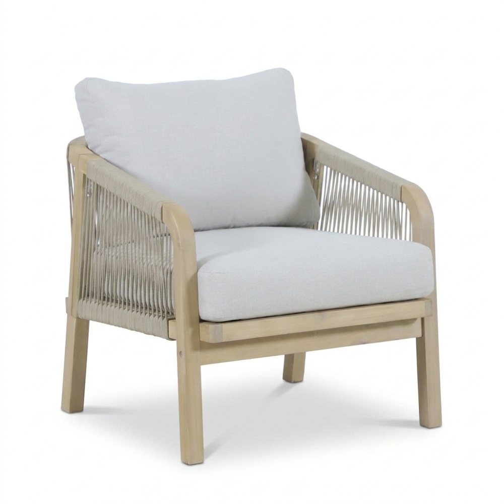 Rivello loungestoel tuin | hardhout + touw | zand