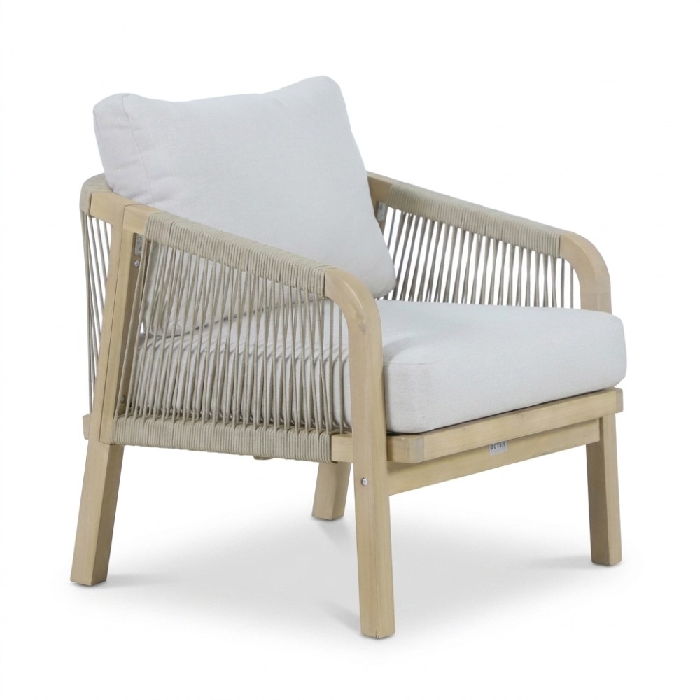 Rivello loungestoel tuin | hardhout + touw | zand