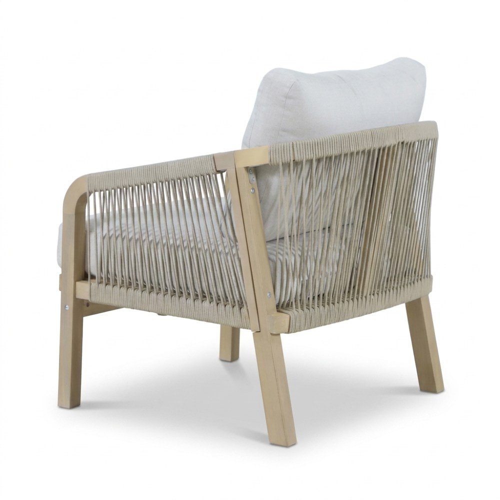 Rivello loungestoel tuin | hardhout + touw | zand