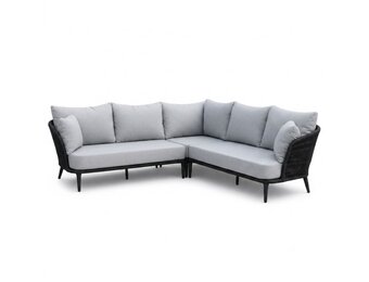 Palermo hoek loungeset 5 personen | aluminium + touw | Stone Grey | 4-delig - 230x230cm