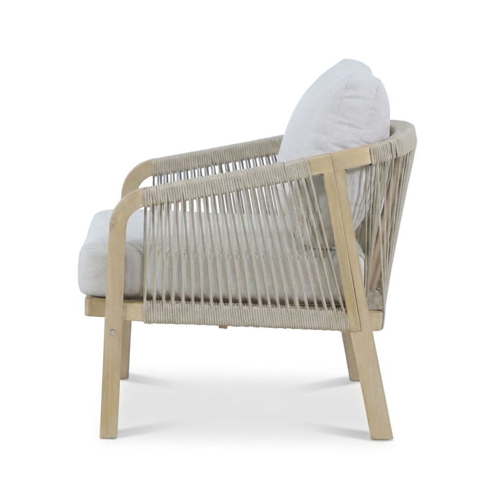 Rivello stoel-bank loungeset 5 personen | touw + hardhout | zand | 3-delig