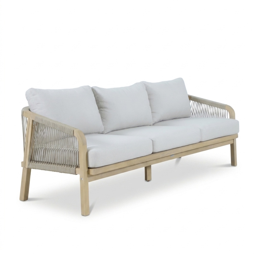 Rivello stoel-bank loungeset 5 personen | touw + hardhout | zand | 3-delig