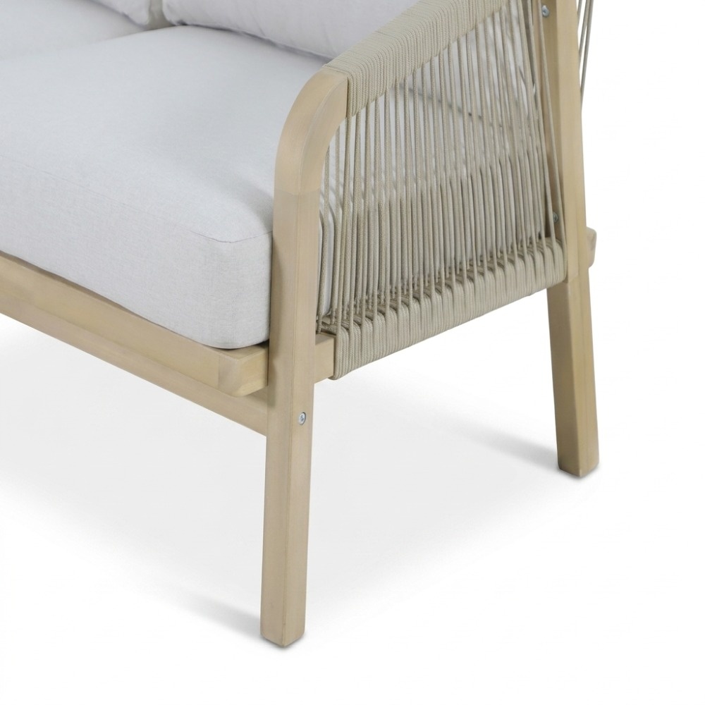 Rivello stoel-bank loungeset 5 personen | touw + hardhout | zand | 3-delig