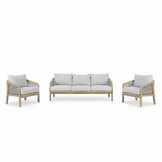 Rivello stoel-bank loungeset 5 personen | touw + hardhout | zand | 3-delig
