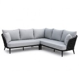 Palermo hoek loungeset 5 personen incl tussenelement & teak tafels | aluminium + touw | Stone Grey