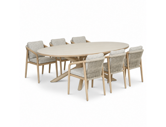 Serenza dining tuinset | 6 personen | sintered stone + aluminium | Marble | 240cm ovaal