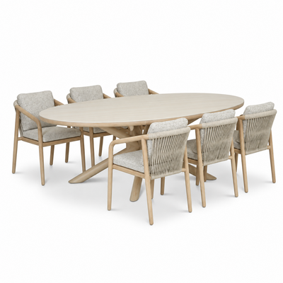Serenza dining tuinset | 6 personen | sintered stone + aluminium | Marble | 240cm ovaal