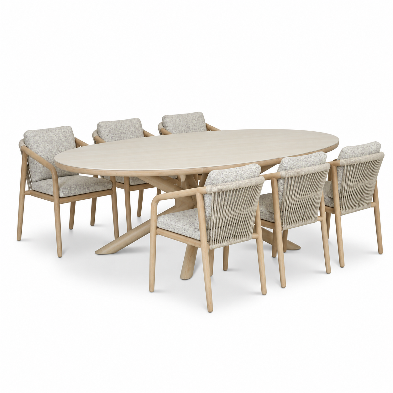 Serenza dining tuinset | 6 personen | sintered stone + aluminium | Marble | 240cm ovaal
