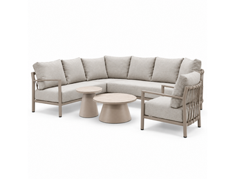 Merida hoek loungeset incl. loungestoel | aluminium + touw | beige | 5-delig - 275x232cm