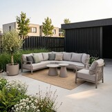Merida hoek loungeset incl. loungestoel | aluminium + touw | beige | 5-delig - 275x232cm