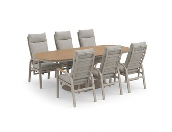 Panama/Annecy beige dining tuinset | 6 personen | polywood + aluminium | 260cm Deens ovaal