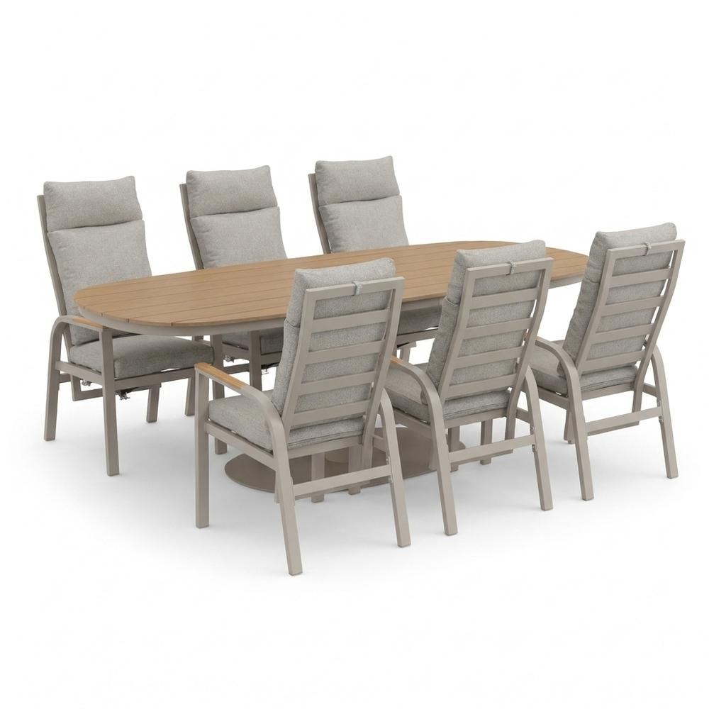 Panama/Annecy beige dining tuinset | 6 personen | polywood + aluminium | 260cm Deens ovaal