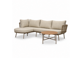 Positano chaise longue balkon loungeset 4 personen incl. tafel | aluminium + touw | beige | 4-delig