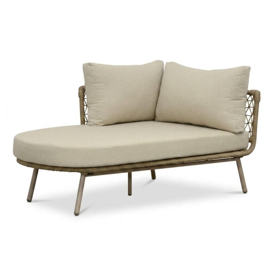 Positano chaise longue balkon loungeset 4 personen incl. tafel | aluminium + touw | beige | 4-delig