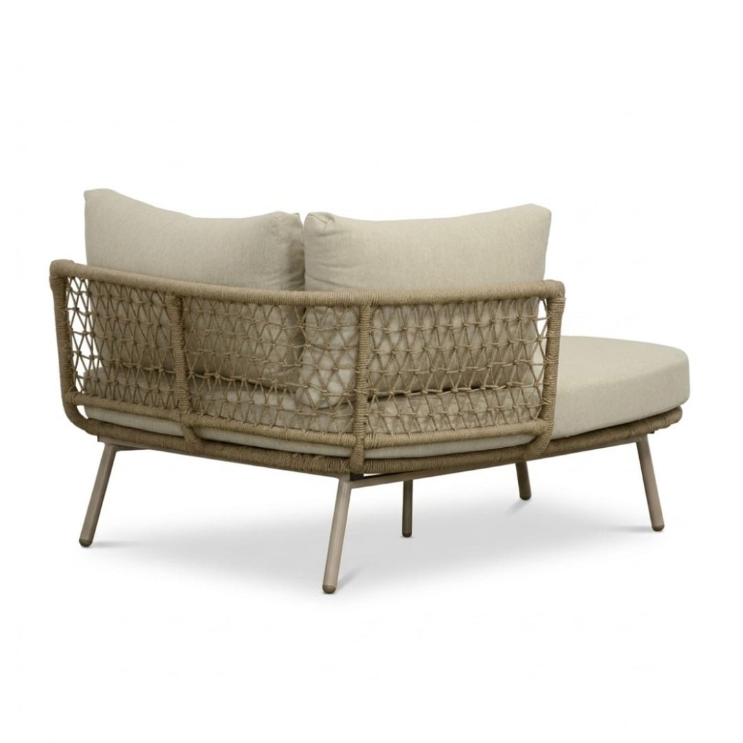 Positano chaise longue balkon loungeset 4 personen incl. tafel | aluminium + touw | beige | 4-delig