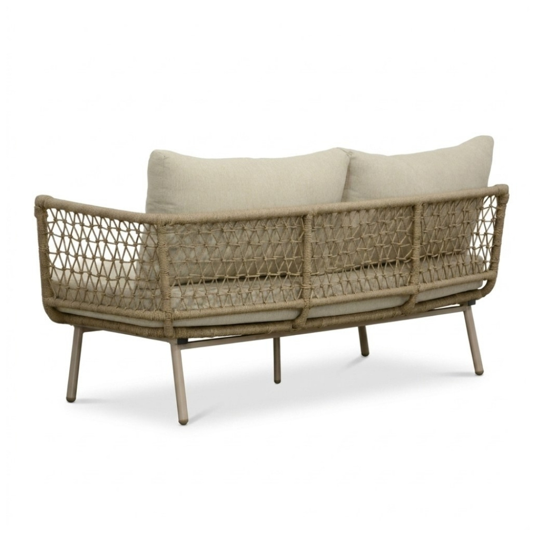Positano chaise longue balkon loungeset 4 personen incl. tafel | aluminium + touw | beige | 4-delig