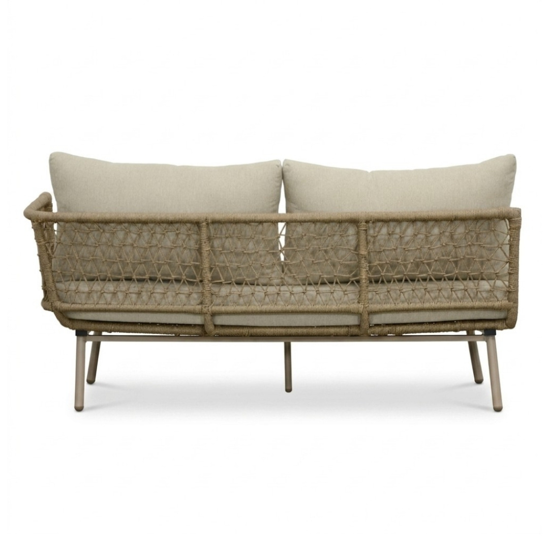 Positano chaise longue balkon loungeset 4 personen incl. tafel | aluminium + touw | beige | 4-delig