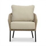 Ventura antraciet/Mara Sahara Dust low dining tuinset | 6 personen | teakhout + touw | 150cm rond