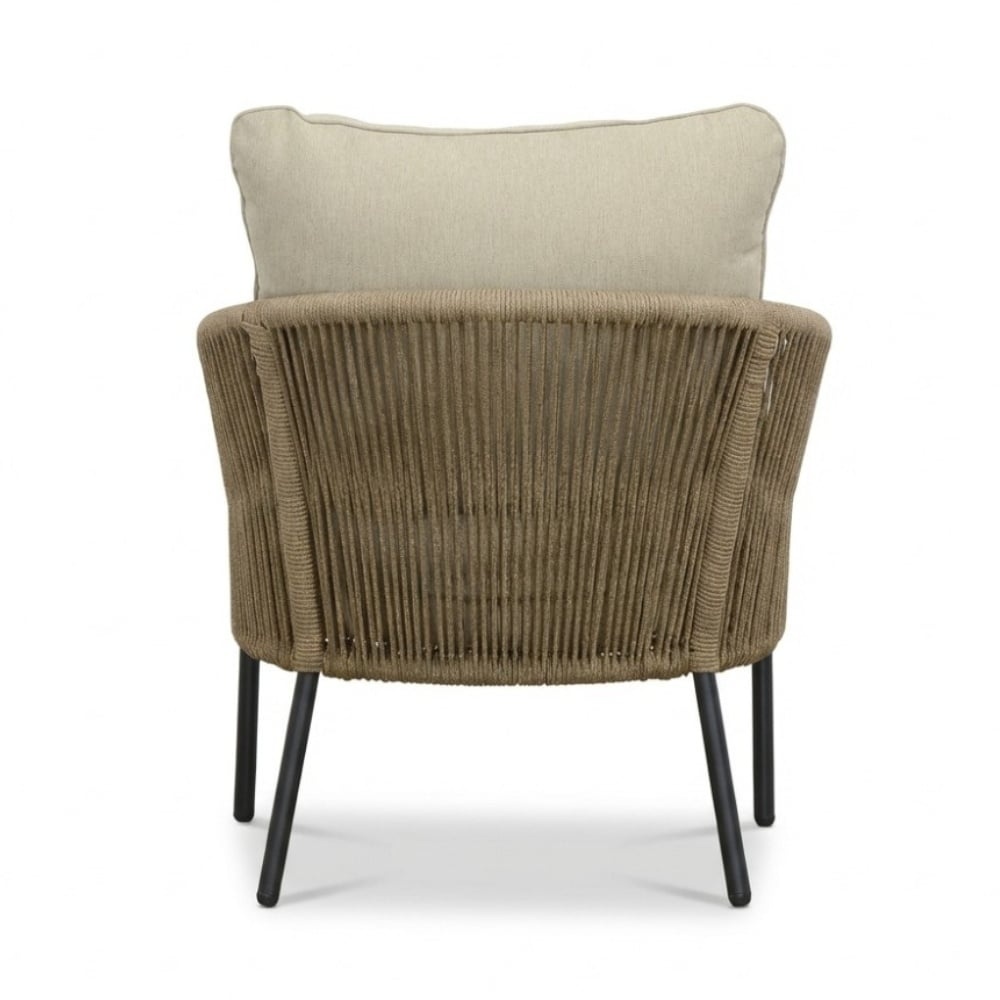 Ventura antraciet/Mara Sahara Dust low dining tuinset | 6 personen | teakhout + touw | 150cm rond