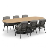 Panama/Alicante antraciet dining tuinset | 6 personen | polywood + wicker | 260cm