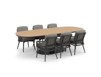 Panama/Alicante antraciet dining tuinset | 6 personen | polywood + wicker | 260cm