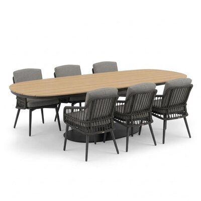 Panama/Alicante antraciet dining tuinset | 6 personen | polywood + wicker | 260cm