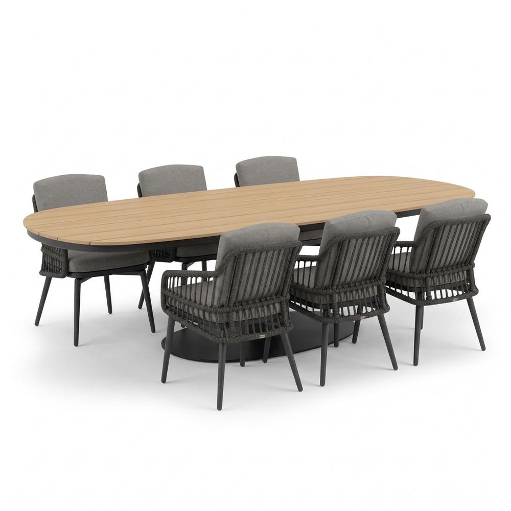 Panama/Alicante antraciet dining tuinset | 6 personen | polywood + wicker | 260cm