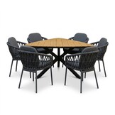 Corsica/Femke antraciet dining tuinset | 6 personen | polywood + touw | 158cm
