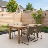 Singapore/Tulum Sahara Dust dining tuinset | 4 personen | teakhout + touw | 150cm