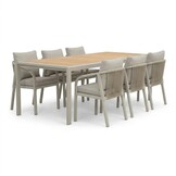 Annecy/Calgary beige dining tuinset | 6 personen | teakhout + touw | 227cm