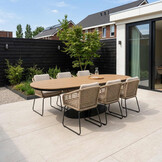 Panama antraciet/Tulum Sahara Dust dining tuinset | 6 personen | polywood + touw | 260cm