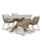 BUITEN living Livorno/Portofino Sandstone dining tuinset | 4 personen | polystone + touw | 200cm